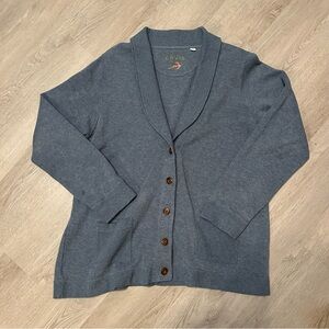 Orvis Women's Blue Shawl Cardigan Sweater Size XL